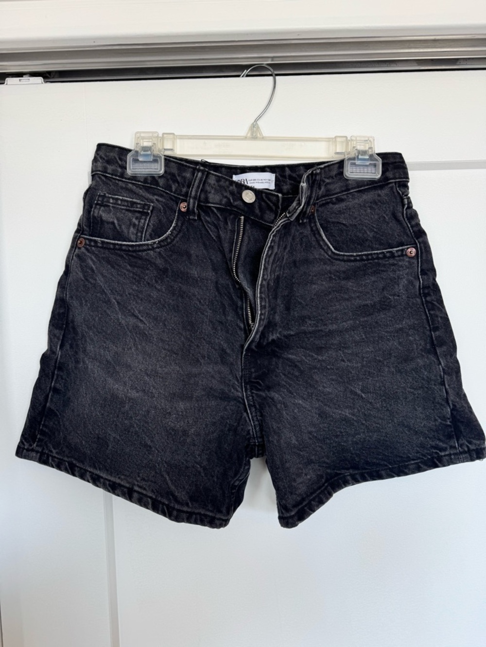 Zara Washed Black Denim Shorts